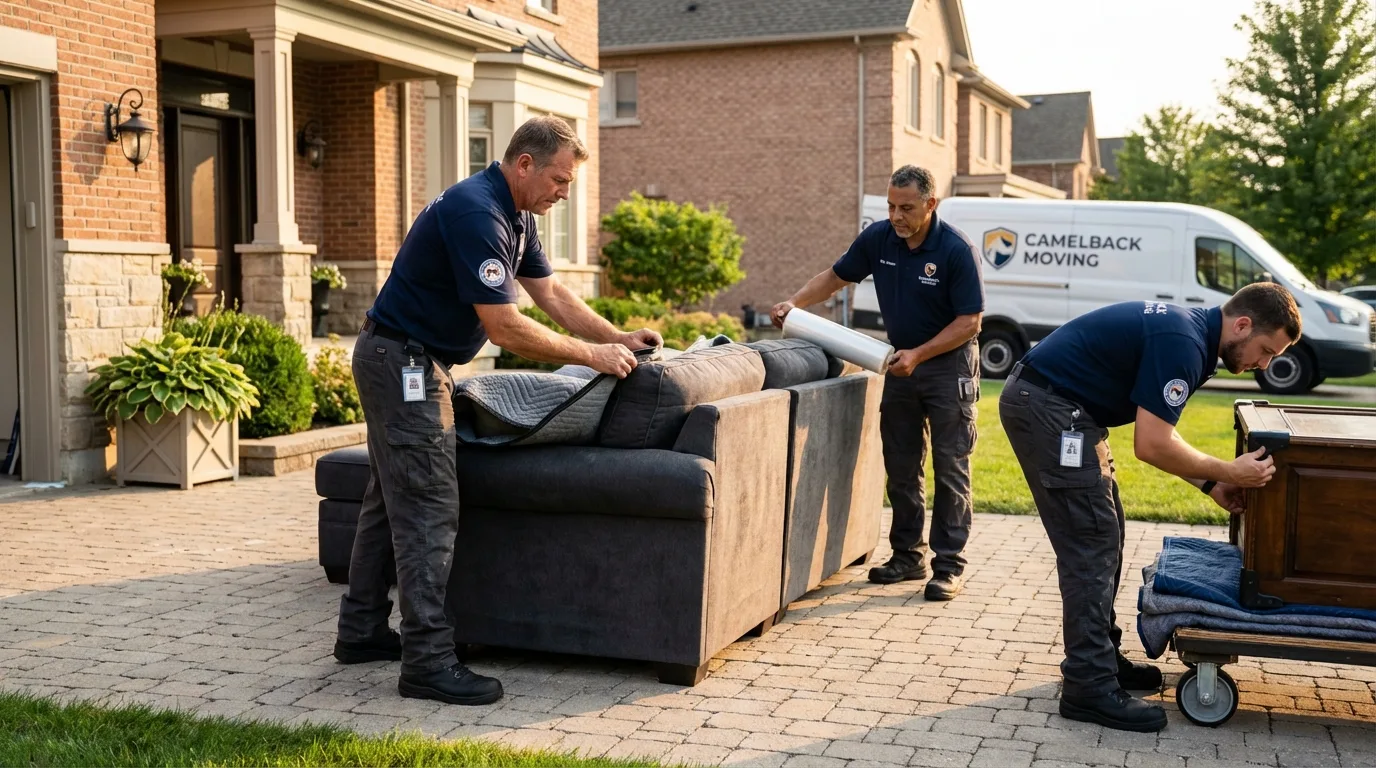 Large estate moving crew wrapping furniture in Flomaton, AL