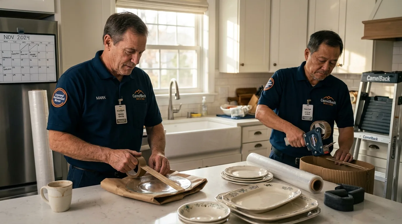 Professional crew packing kitchen dishware in Flomaton, AL